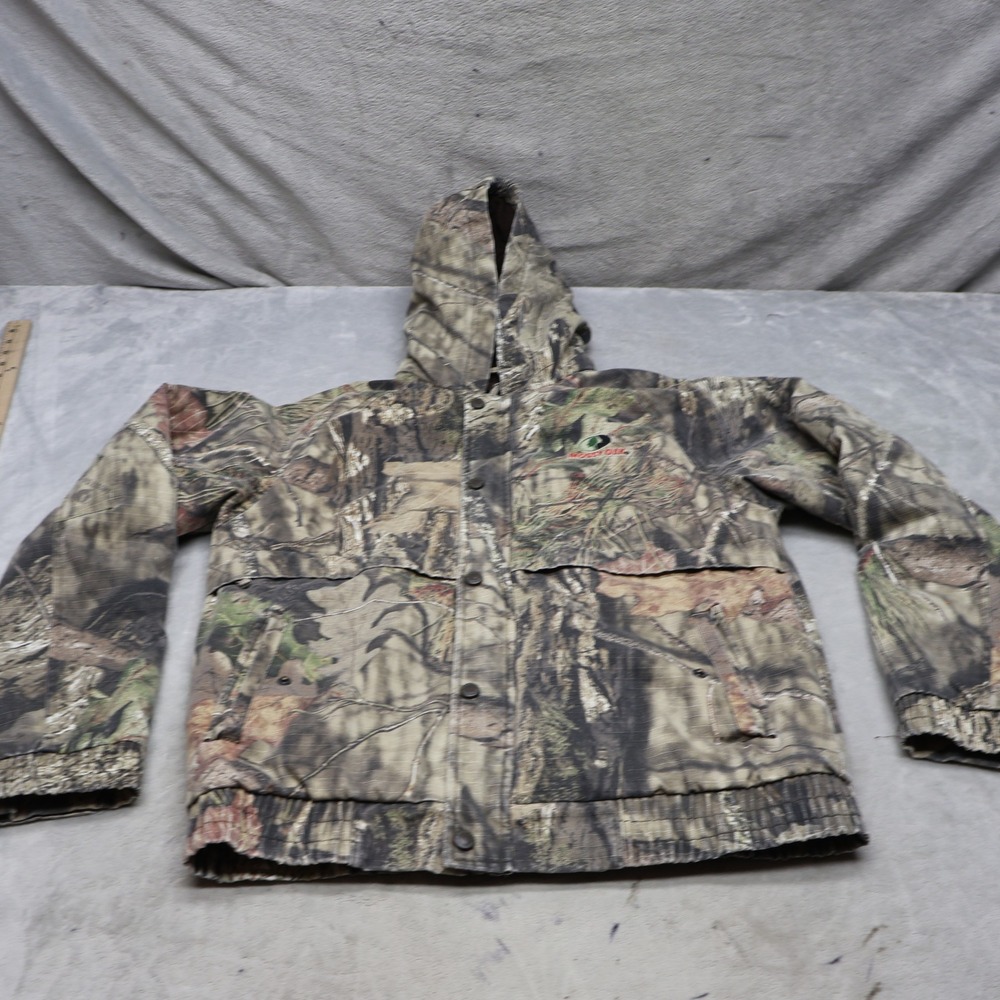 Mossy Oak Jacket Kids XL 14/16 Mossy Oak Camo Ripstop Hooded Outdoor Hunting